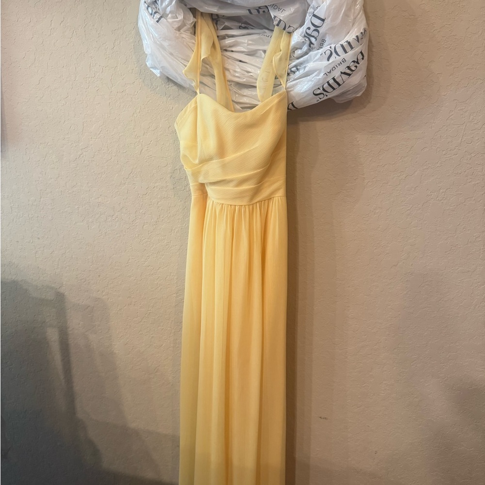 David's Bridal Yellow One Shoulder Sundress for Wedding Guest